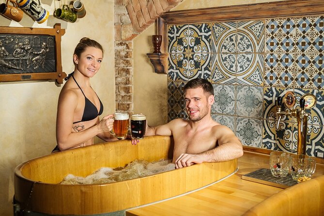 Beer bath Spa for 2 people/ 1 tub - 1,5 hour Activity in Prague - What you soak in: hops, malt, brewer’s yeast, and real beer