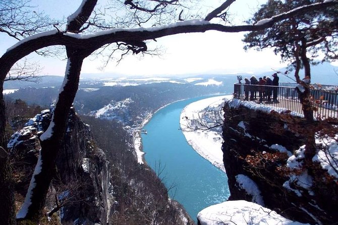 Bohemian and Saxon Switzerland All inclusive trip - Winter Tour - Stop 1 at Bastei Bridge: High Views Over the Elbe River Canyon