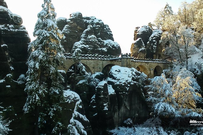 Bohemian And Saxon Switzerland Winter Tour from Prague - Stop 2: Pravcicka Gate, Sokoli Hnizdo Area, and the Hrensko Lunch Break