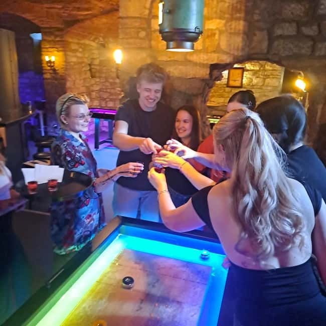 Crew Bar Prague: Open bar, ping pong or shuffleboard game - Your 60-minute game: UV ping pong or shuffleboard