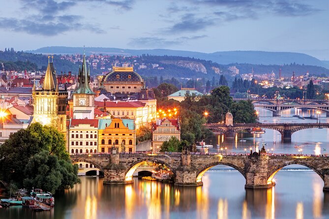 Evening View Walk in Prague - Prague Castle Area: St. Vitus Cathedral Under Light