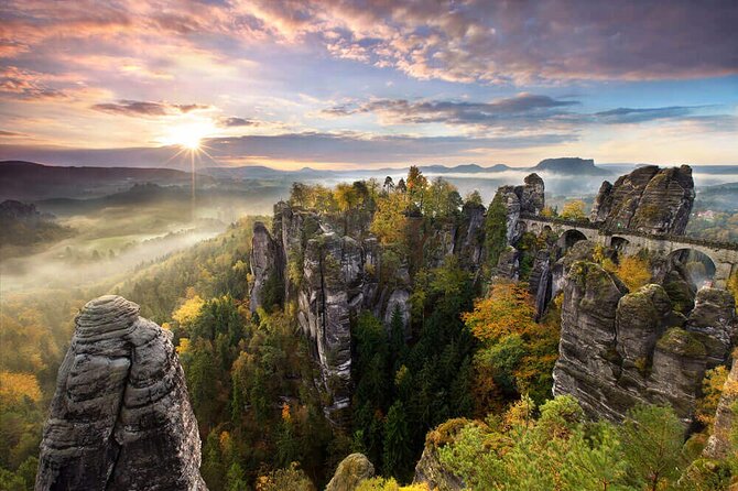 From Prague: Bohemian & Saxon Switzerland Small-Group Hike - Bastei Bridge: the first iconic view over the Elbe Canyon