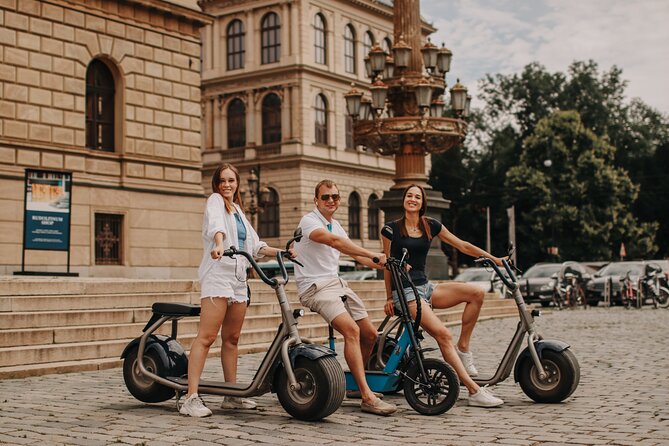 Guided sightseeing e-scooter tour of Prague: 2 hours - Strahov Monastery, the Petřín memorial, and the National Theatre finish