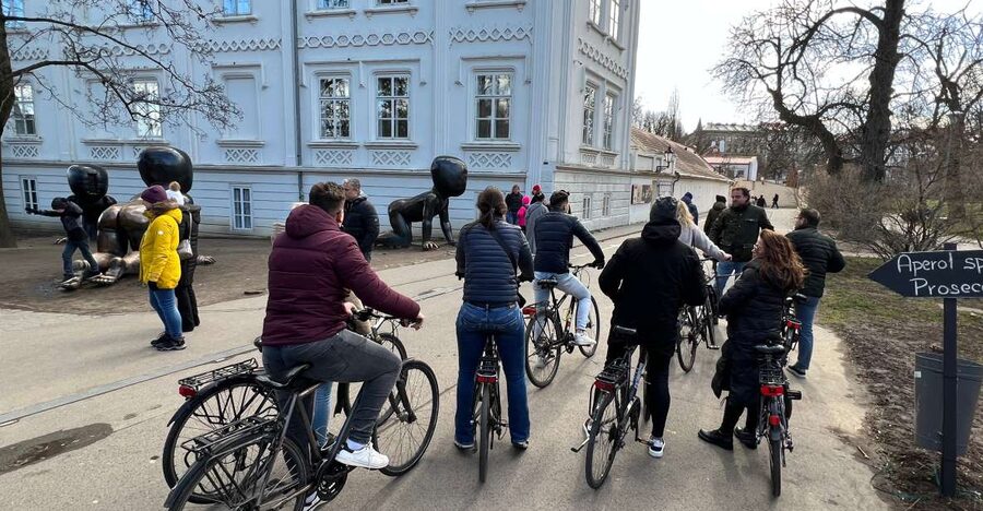 Hidden Prague Bike Tour - Arriving in Vyšehrad: the Cathedral and national cemetery stop