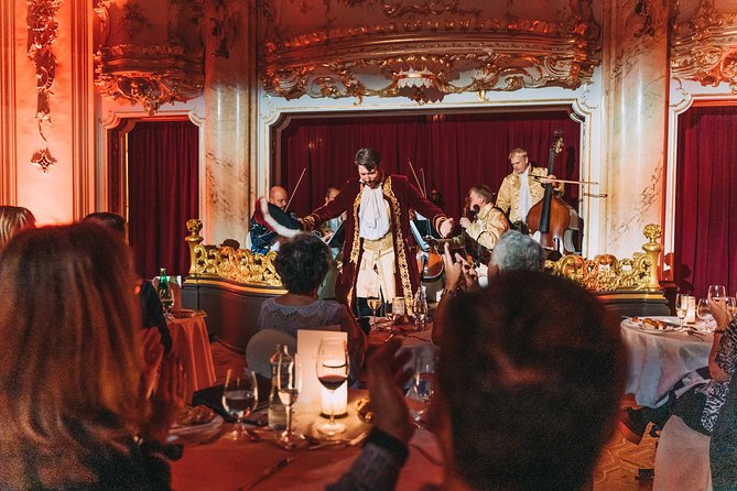 Mozart Concert and Dinner in Prague - Seats in the Boccaccio Ballroom: 8-seater tables, table for two, and balcony views