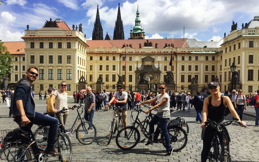 Prague "ALL-IN-ONE" City E-Bike Tour - Giant Metronome viewpoint, then the Castle and Lesser Town side