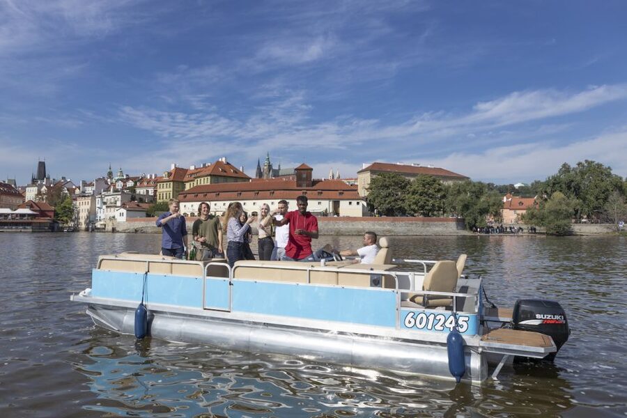 Prague: Beer Boat Tour - The Vltava route: Charles Bridge to Kampa, then Prague Castle looming