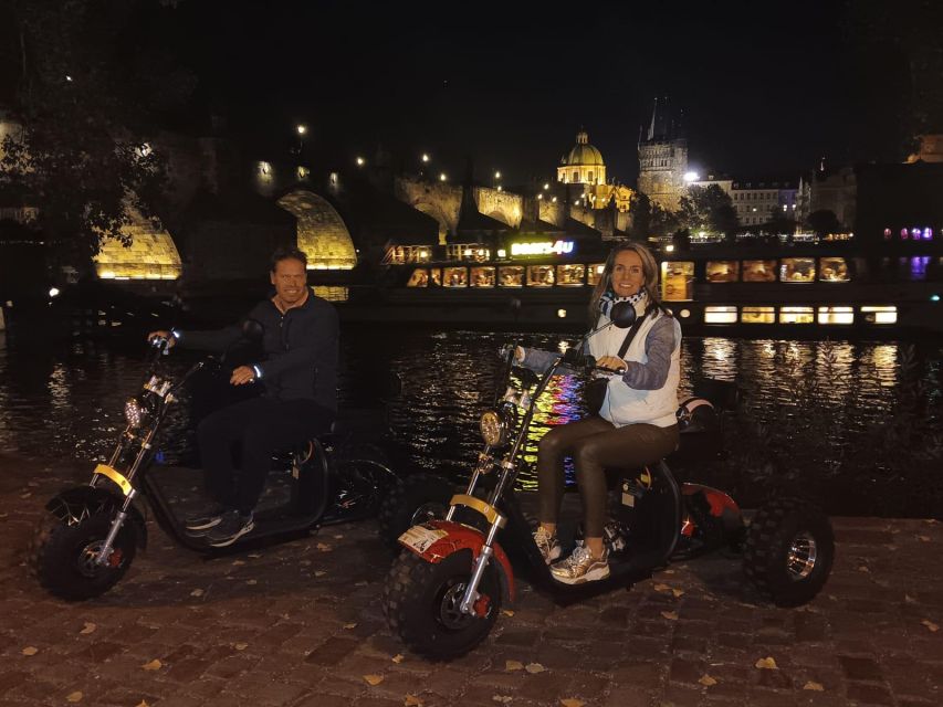 Prague City sightseeing in Night Trike Tour - The Giant Metronome and the Letná viewpoint, where Prague looks like a postcard