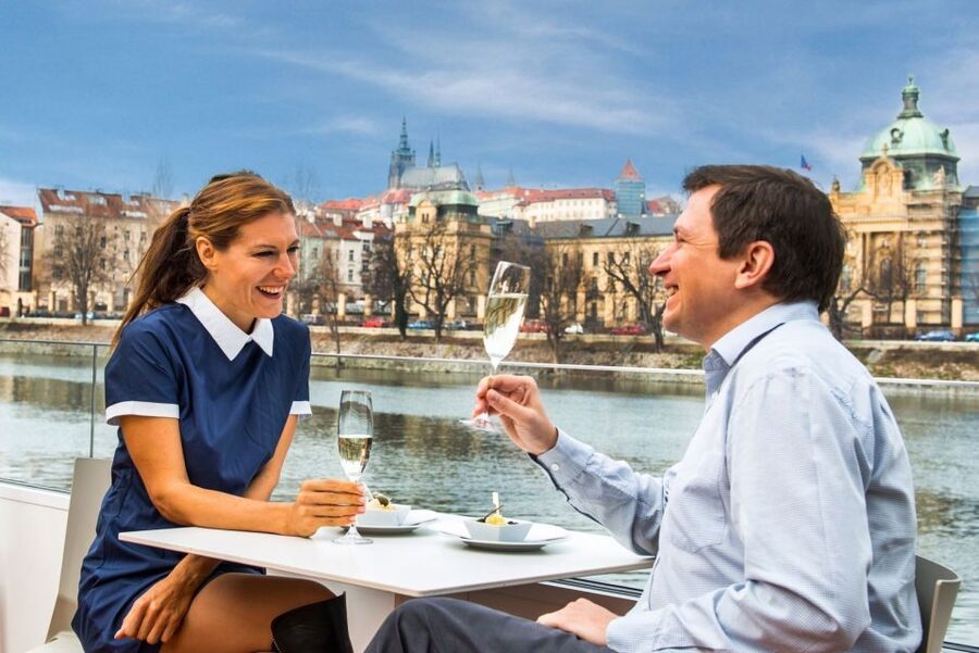 Prague: Evening Vltava River Eco Cruise with Prosecco - Prague Castle panorama plus Charles Bridge pillars, up close