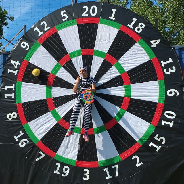 Prague : Giant Foot Darts and Giant Beer Pong Game - Giant beer pong with barrels and a football ball