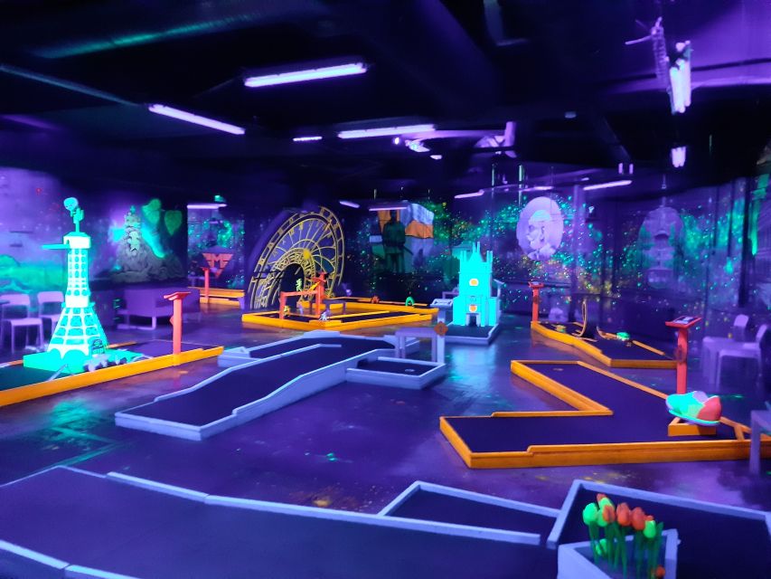 Prague: Glow Golf Mini Golf Game by UV Light - The 18-hole UV course: fun first, then oddly competitive