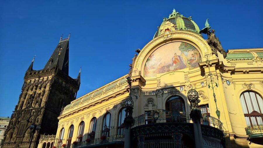 Prague: Old Town Guided Walking Tour and City Boat Ride - Celetná Street, Municipal House, and the Powder Tower: architecture with a spine