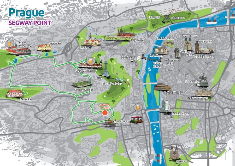 Prague Segway Tour with Oldest Monasteries and Free Taxi - District 6 parks and local neighborhoods on a Segway
