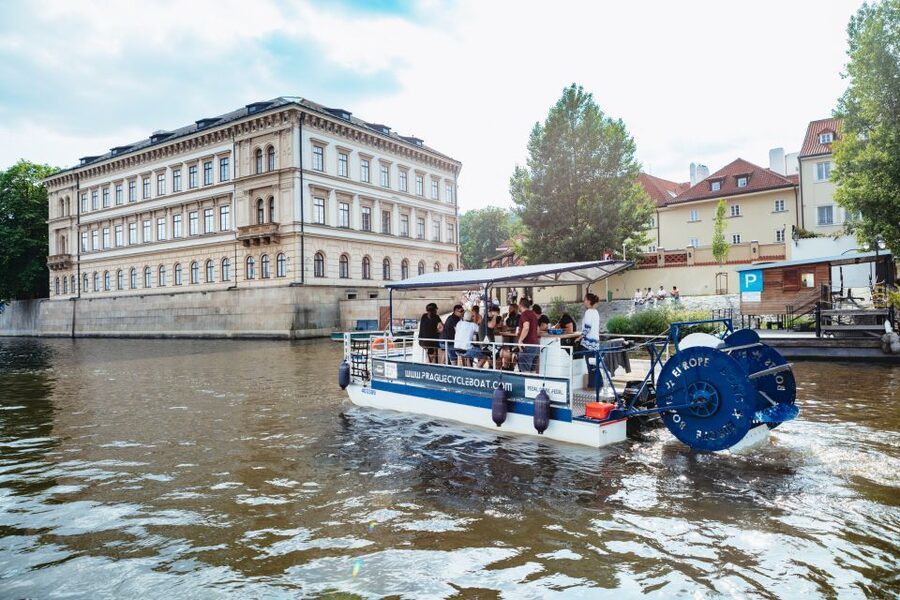 Prague: Swimming Beer Bike on A Cycle Boat - Mánesův most, the Charles Bridge corridor, and classic Prague framing