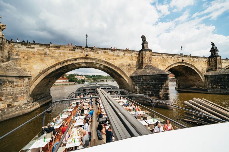 Prague: Vltava River Lunch Cruise in an Open-Top Glass Boat - The Second Half: Dancing House, Emmaus Monastery, Vyšehrad, and Industrial Icons