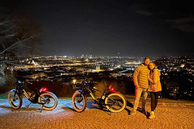 Retro Style E-Bike Night Tour in Prague - Live Guided - Prague Castle from the outside, then Strahovsky Klášter and a beer break