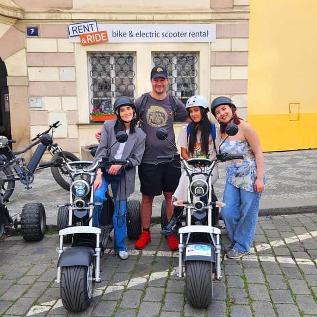 The best Trike Bike Prague city tour - Charles Bridge views from Park Cihelná, plus Kafka Museum statues